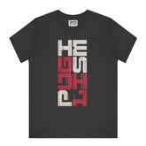 Bold Red and White Graphic on Black T-Shirt product